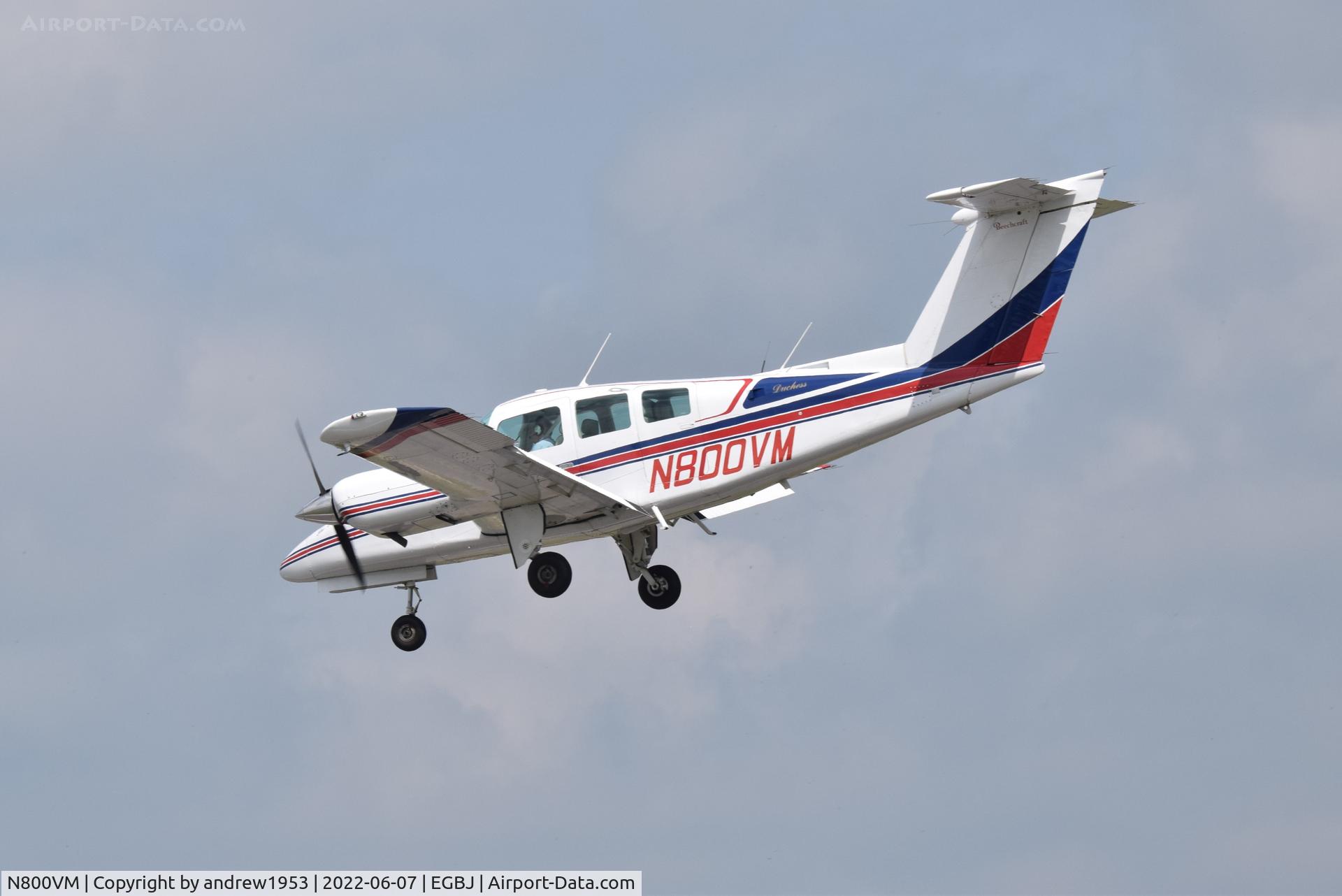 N800VM, 1980 Beech 76 Duchess C/N ME-318, N800VM at Gloucestershire Airport.