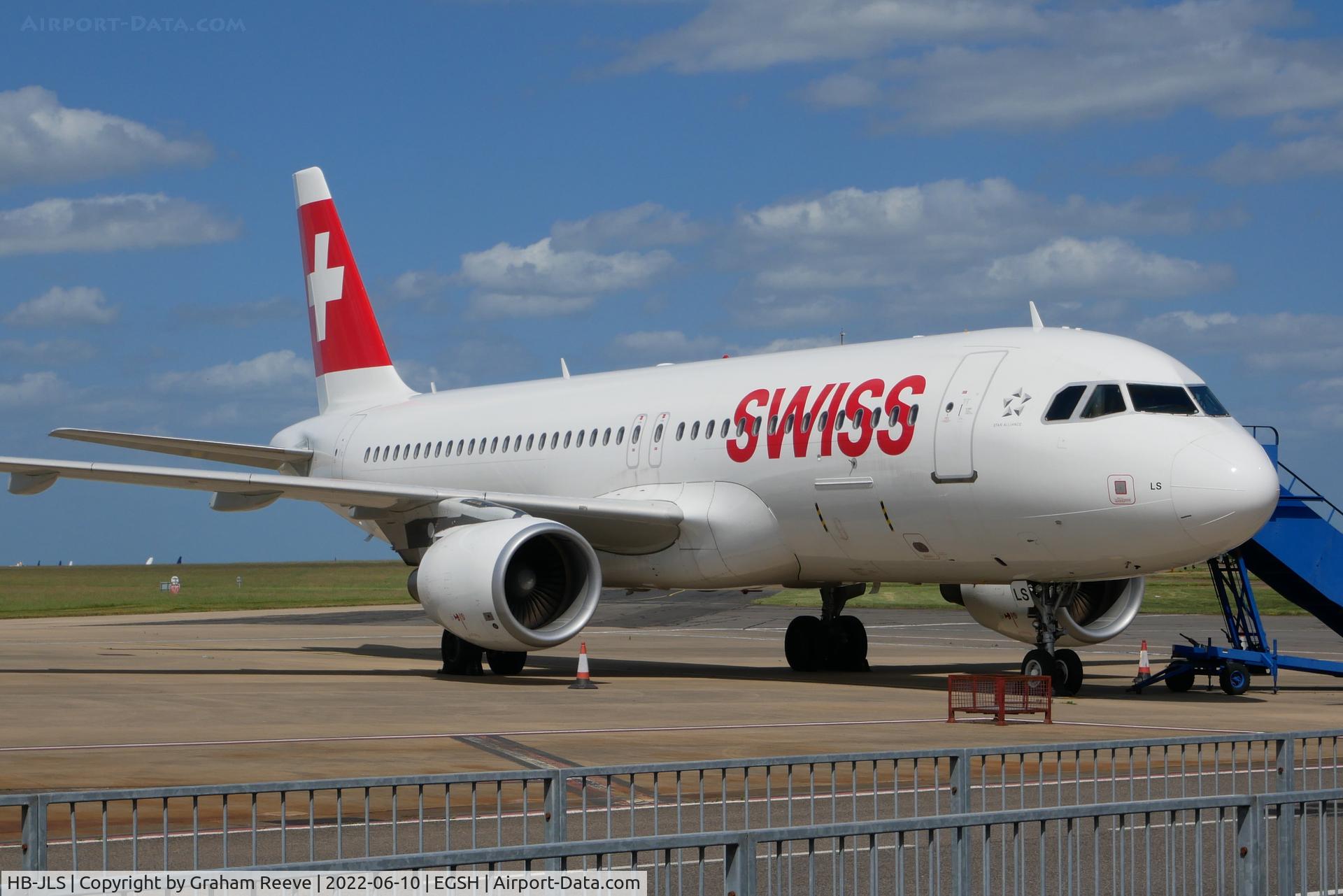 HB-JLS, 2012 Airbus A320-214 C/N 5069, Parked on stand at Norwich.