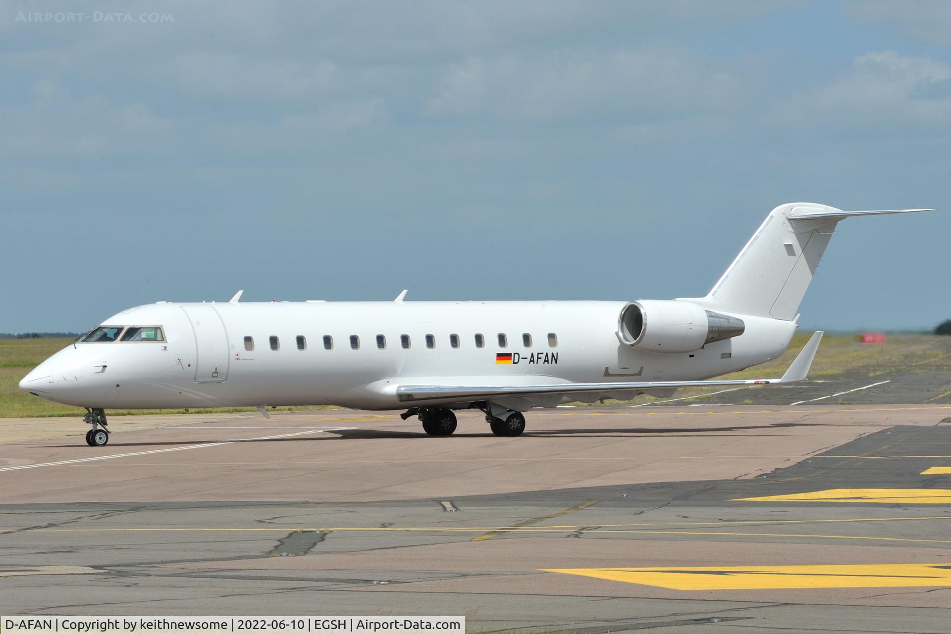 D-AFAN, 2007 Bombardier Challenger 850 (CL-600-2B19) C/N 8081, Arriving at Norwich from Cologne.