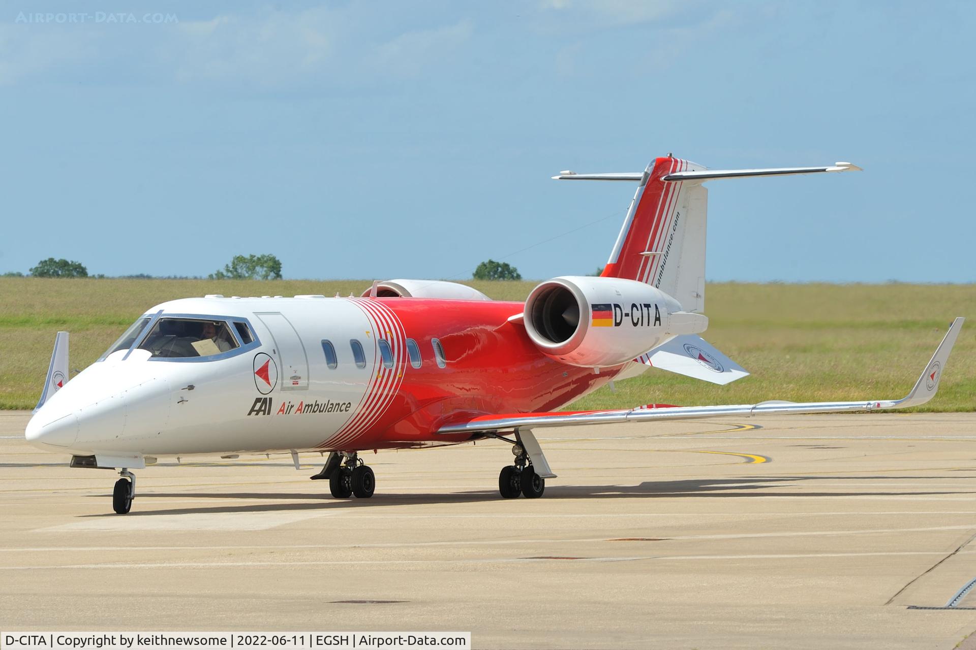 D-CITA, 1995 Learjet 60 C/N 60-069, Arriving at Norwich from Malta.