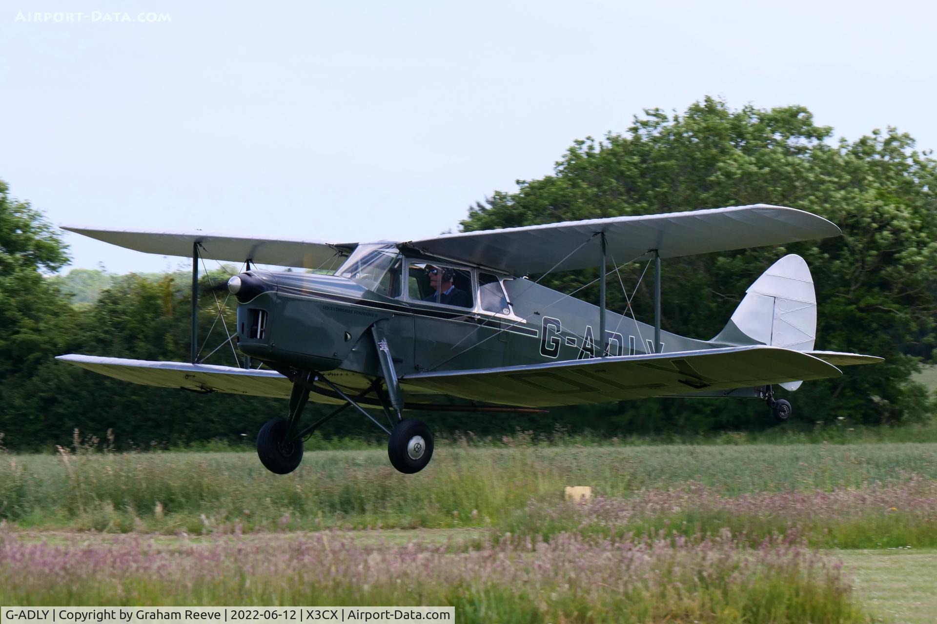 G-ADLY, 1935 De Havilland DH.87B Hornet Moth C/N 8020, Departing from Northrepps.