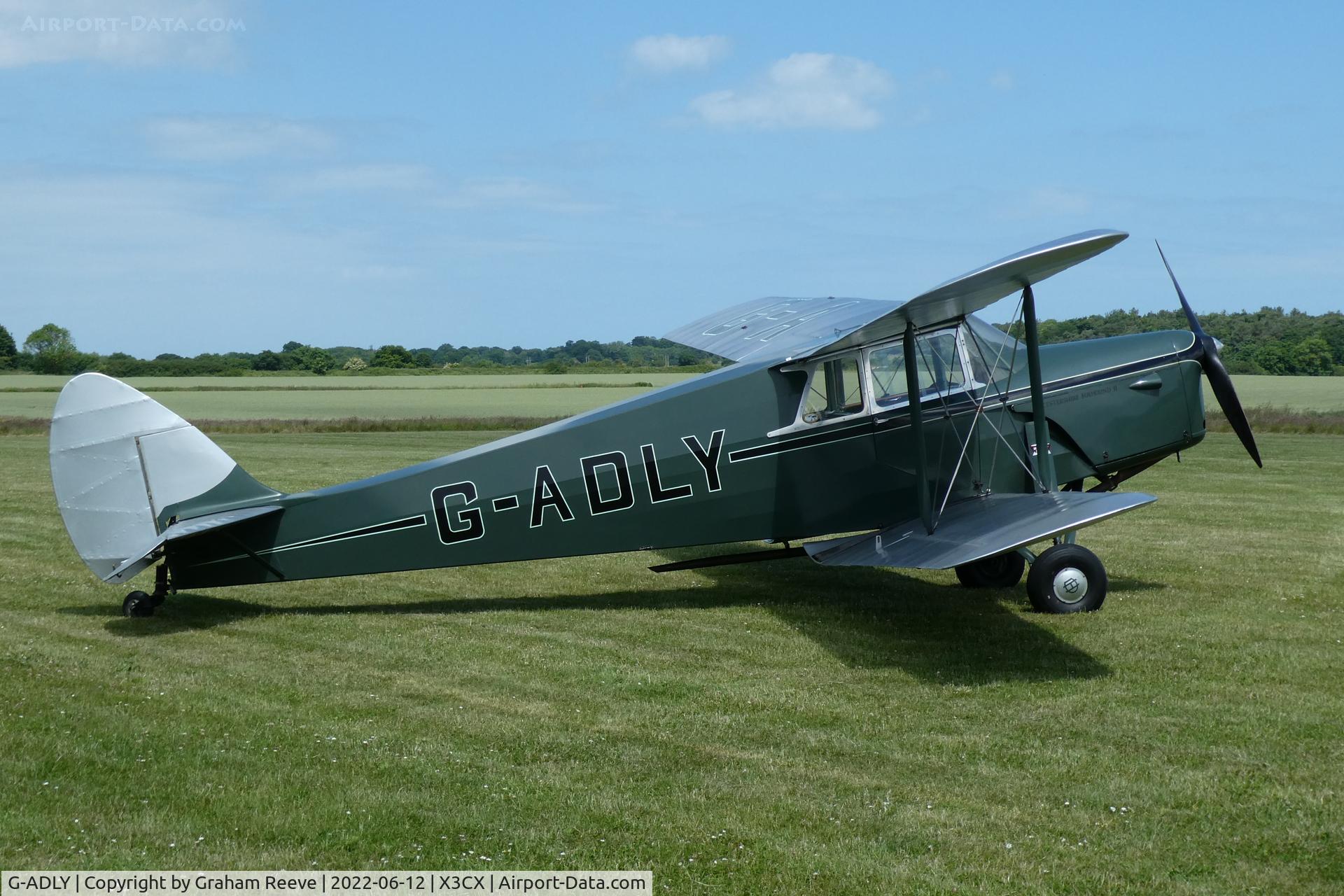 G-ADLY, 1935 De Havilland DH.87B Hornet Moth C/N 8020, Parked at Northrepps.