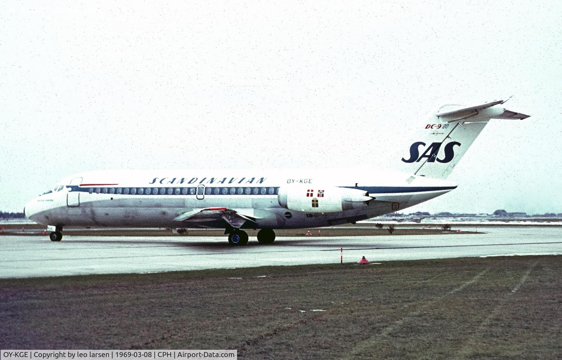 OY-KGE, 1969 Douglas DC-9-21 C/N 47305, Copenhagen 8.3.1969