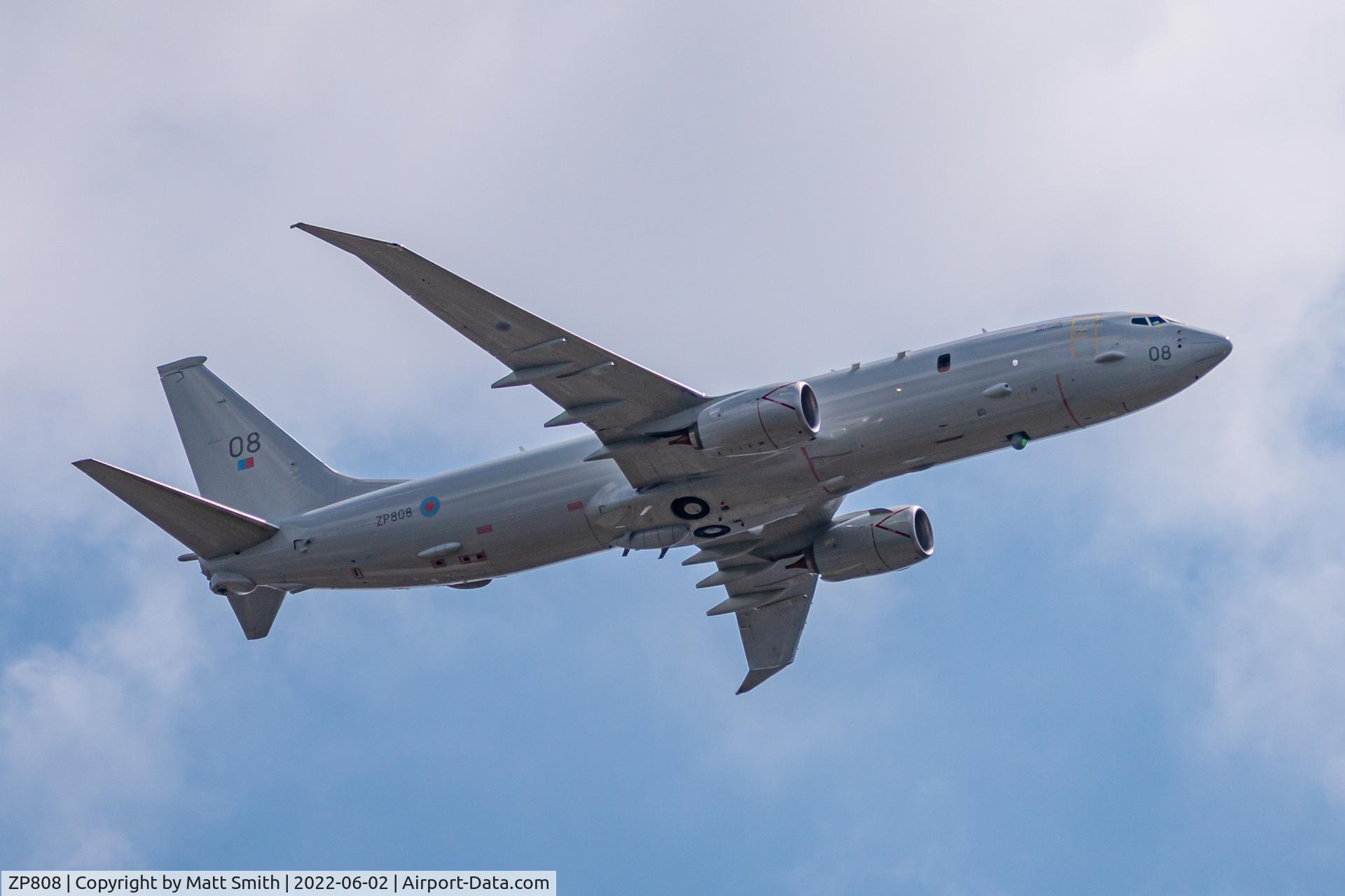 ZP808, 2021 Boeing P-8A Poseidon MRA.1 C/N 66108, RAF P-8 Poseidon taking part in the Queen's Platinum Jubilee flypast. 2nd June 2022.