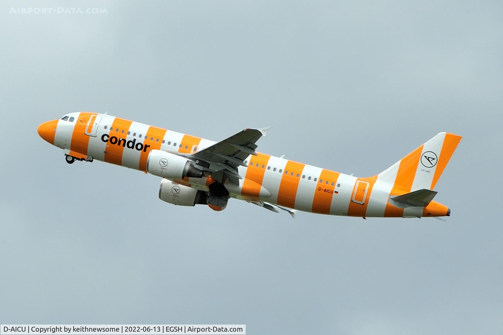 D-AICU, 2009 Airbus A320-214 C/N 3767, Leaving Norwich for Frankfurt following paintwork.