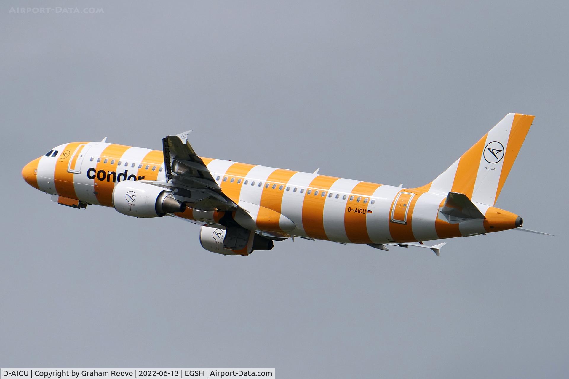 D-AICU, 2009 Airbus A320-214 C/N 3767, Departing from Norwich.