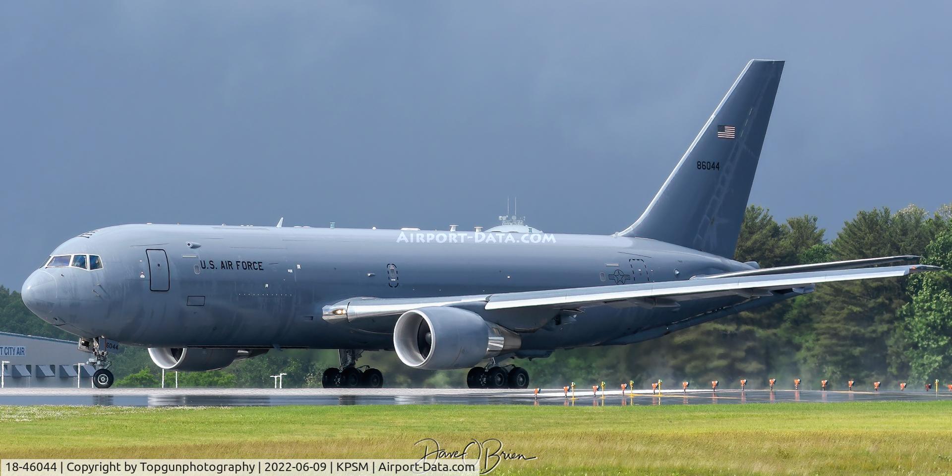 18-46044, 2019 Boeing KC-46A Pegasus C/N 34086/1170, After holding short for a strong TS cell to move through, REACH31 departs for McConnell AFB.