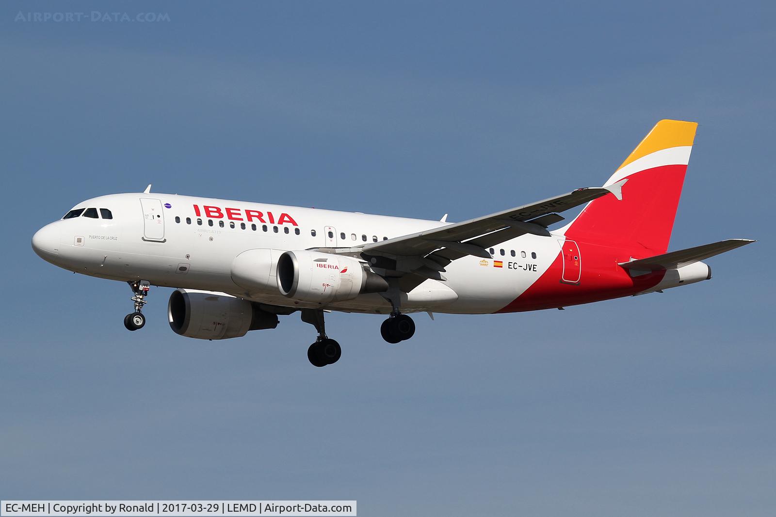 EC-MEH, 2001 Airbus A320-214 C/N 1450, at mad