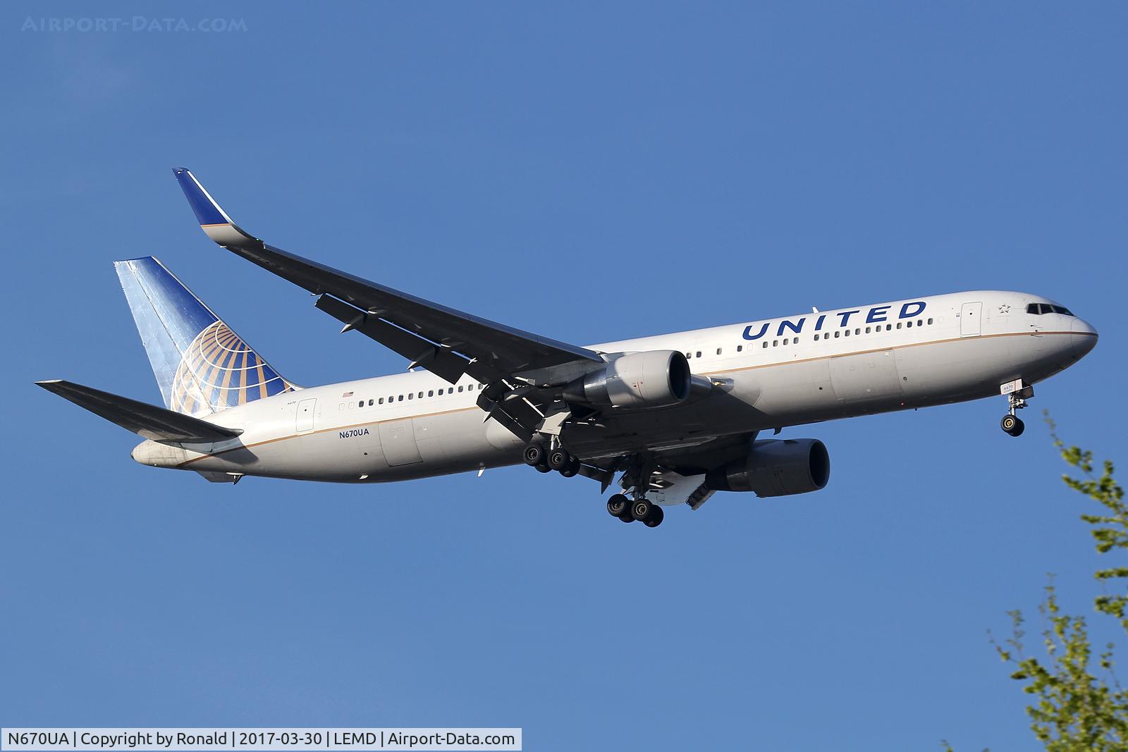 N670UA, 1999 Boeing 767-322 C/N 29240, at mad