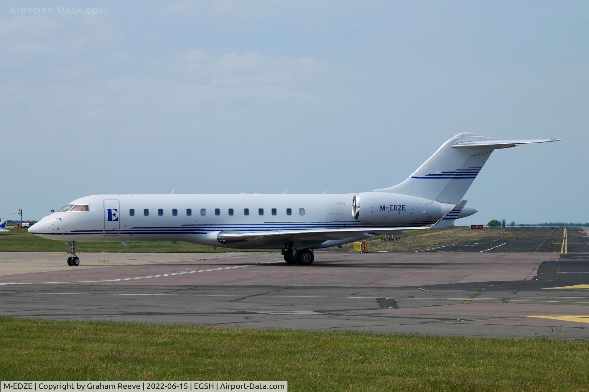 M-EDZE, 2001 Bombardier BD-700-1A10 Global Express C/N 9097, Just landed at Norwich.