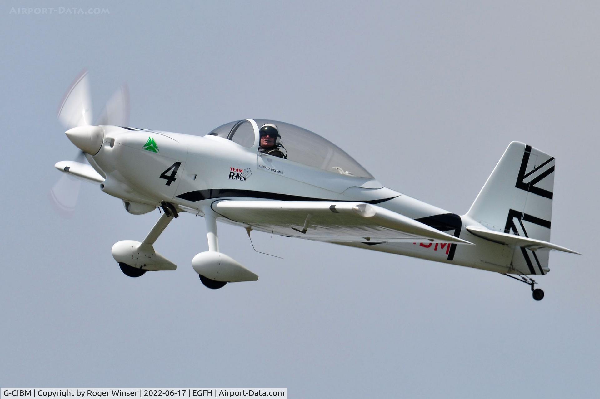 G-CIBM, 2013 Vans RV-8 C/N LAA 303-15083, Resident aircraft (Raven 4 of Team Raven) departing Runway 22.