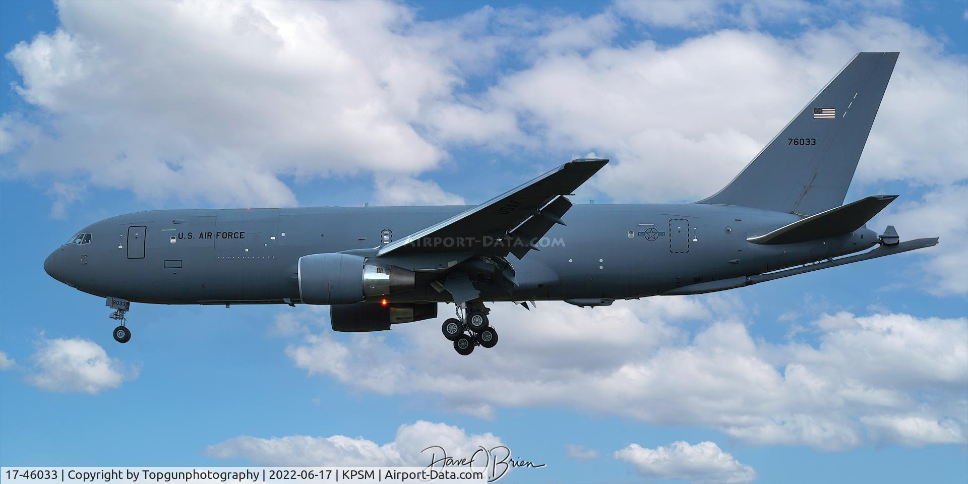 17-46033, Boeing KC-46A Pegasus (767-2LKC) C/N 34113, TEFON10 landing Pease for weekend CAP duty over DC