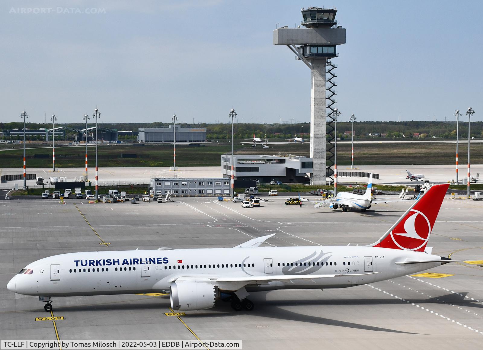TC-LLF, 2019 Boeing 787-9 Dreamliner Dreamliner C/N 65806, The BER tower in the background