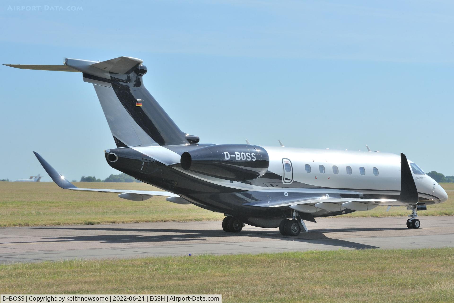 D-BOSS, 2021 Embraer EMB-550 Praetor 600 C/N 55020139, Arriving at Norwich from Dublin.
