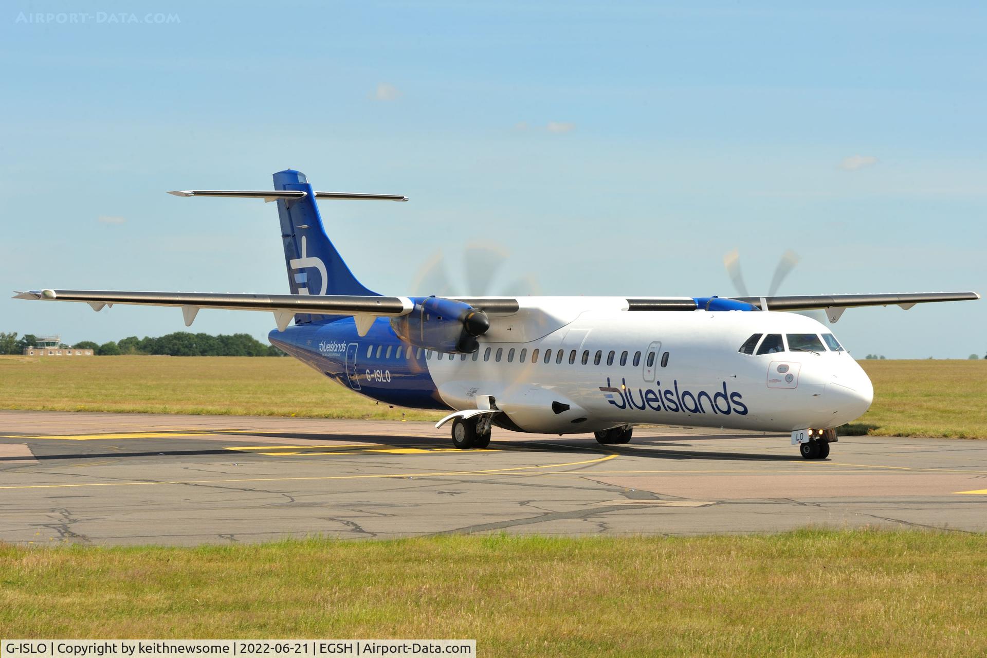 G-ISLO, 2008 ATR 72-212A C/N 778, Arriving at Norwich from Jersey.