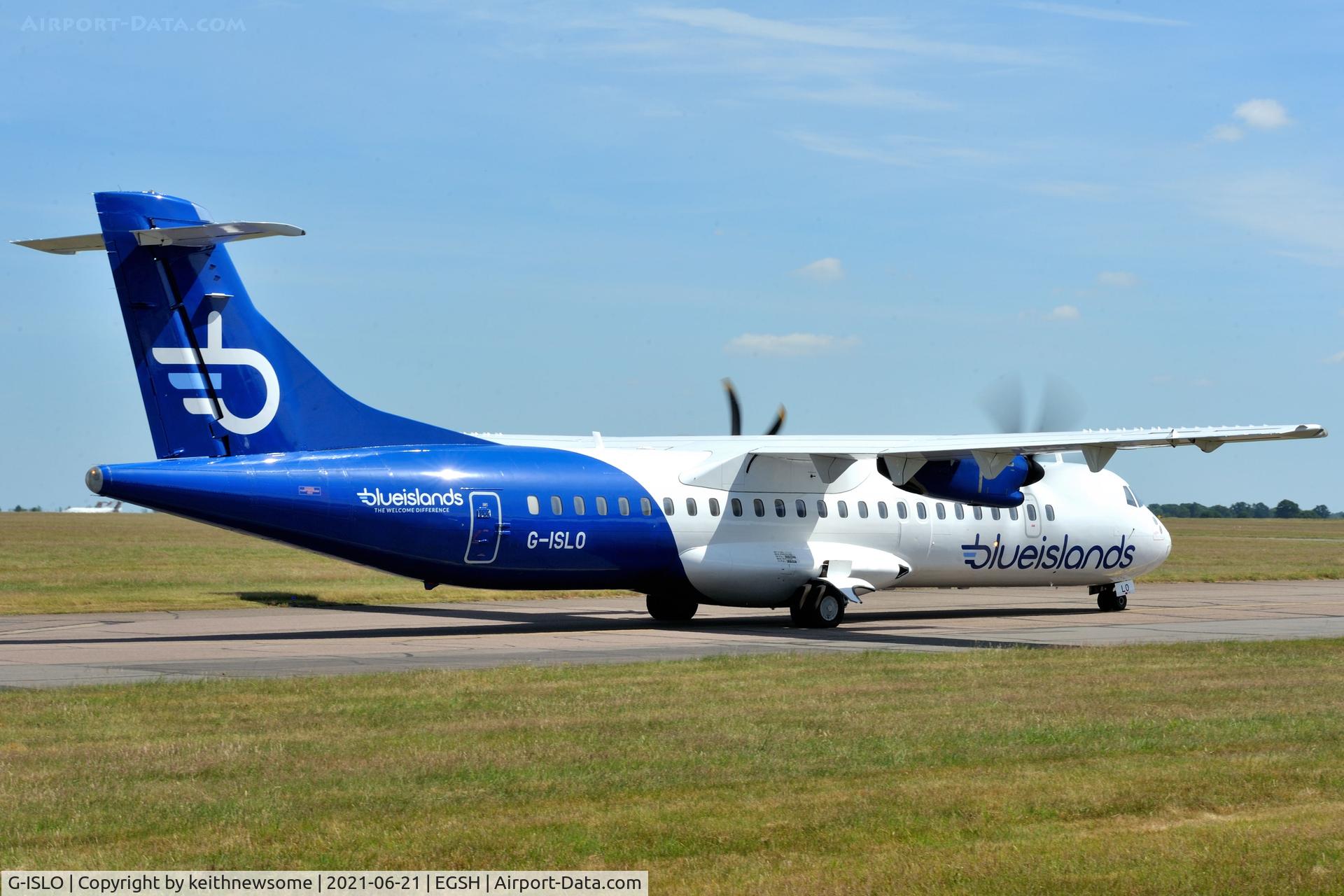 G-ISLO, 2008 ATR 72-212A C/N 778, Arriving at Norwich from Jersey.