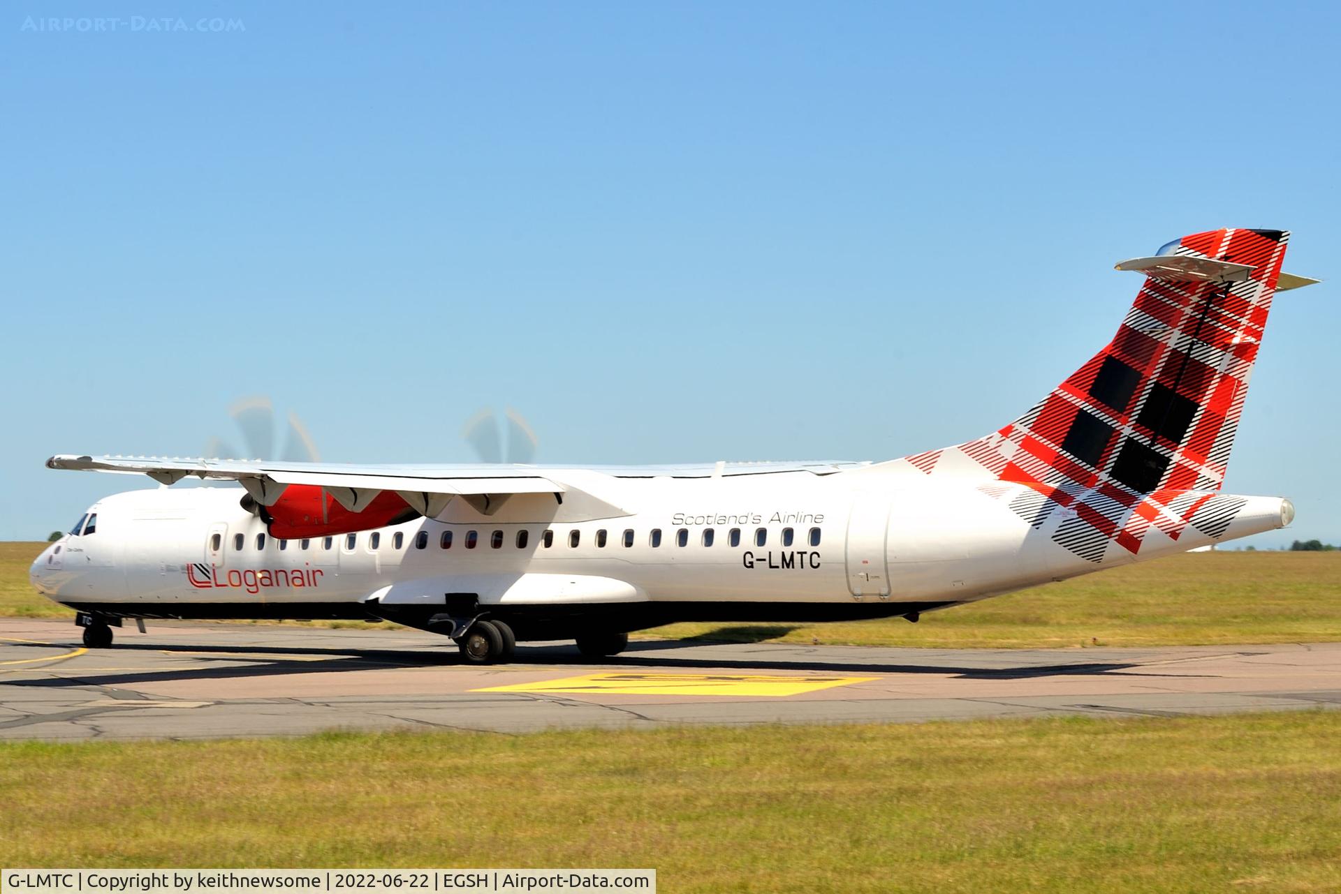 G-LMTC, 2015 ATR 72-600 (72-212A) C/N 1257, Leaving Norwich for Aberdeen.
