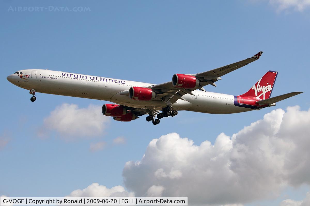 G-VOGE, 2002 Airbus A340-642 C/N 416, at lhr