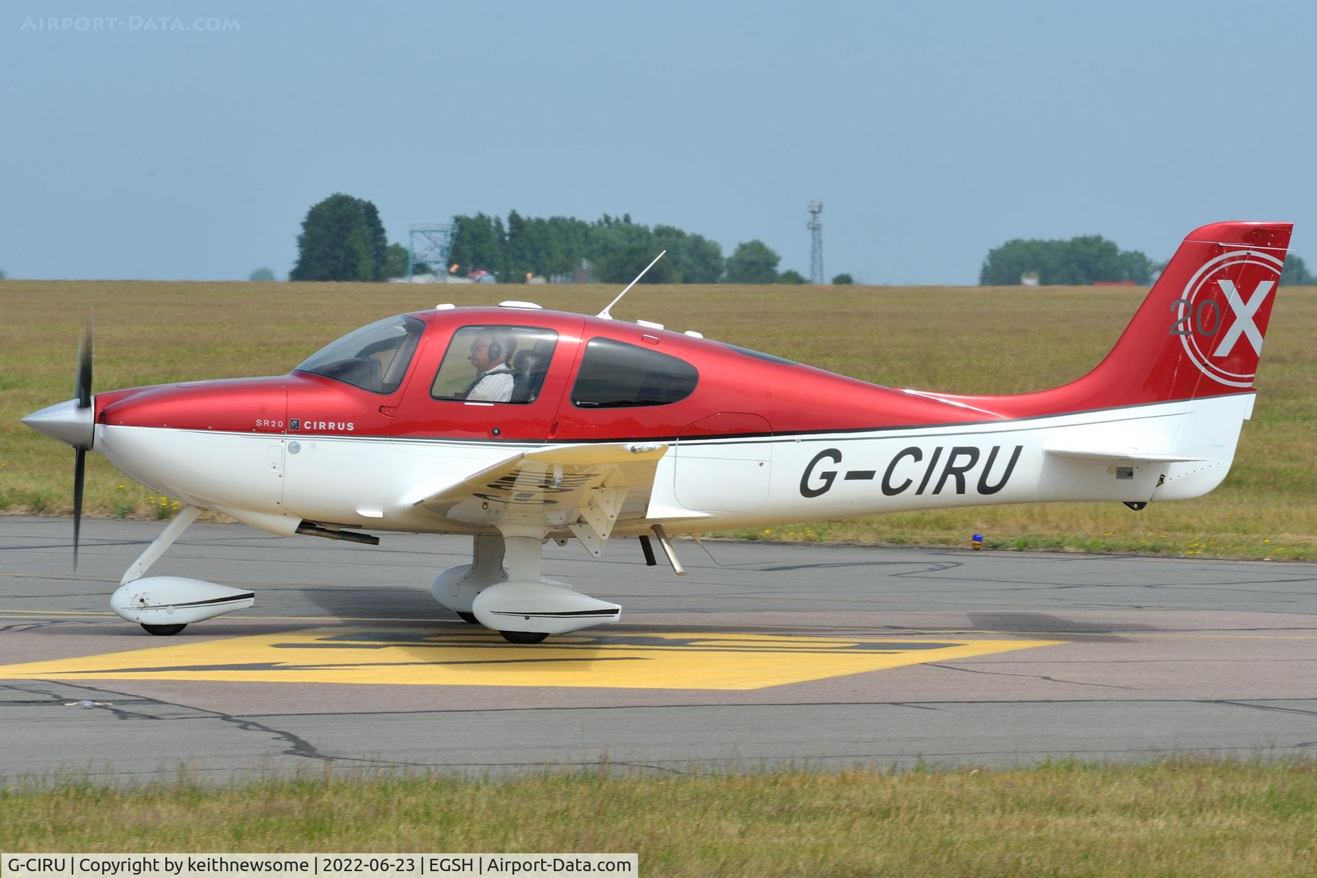 G-CIRU, 2009 Cirrus SR20 C/N 2023, Arriving at Norwich from Gloucester.