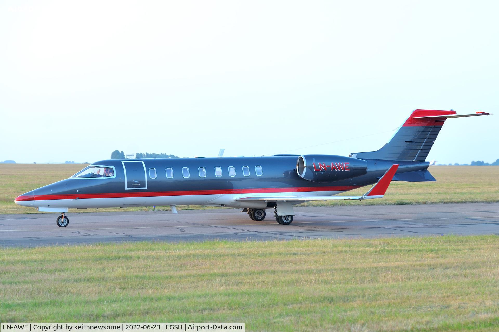 LN-AWE, 2001 Learjet 45 C/N 45-005, Arriving at Norwich from Dublin.
