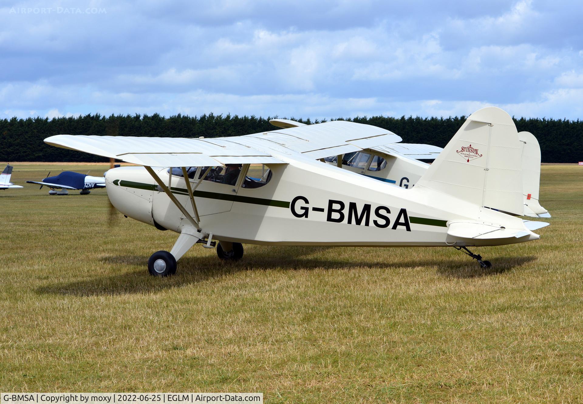 G-BMSA, 1939 Stinson HW-75 C/N 7040, Stinson HW-75 at White Waltham. Ex F-BGQO