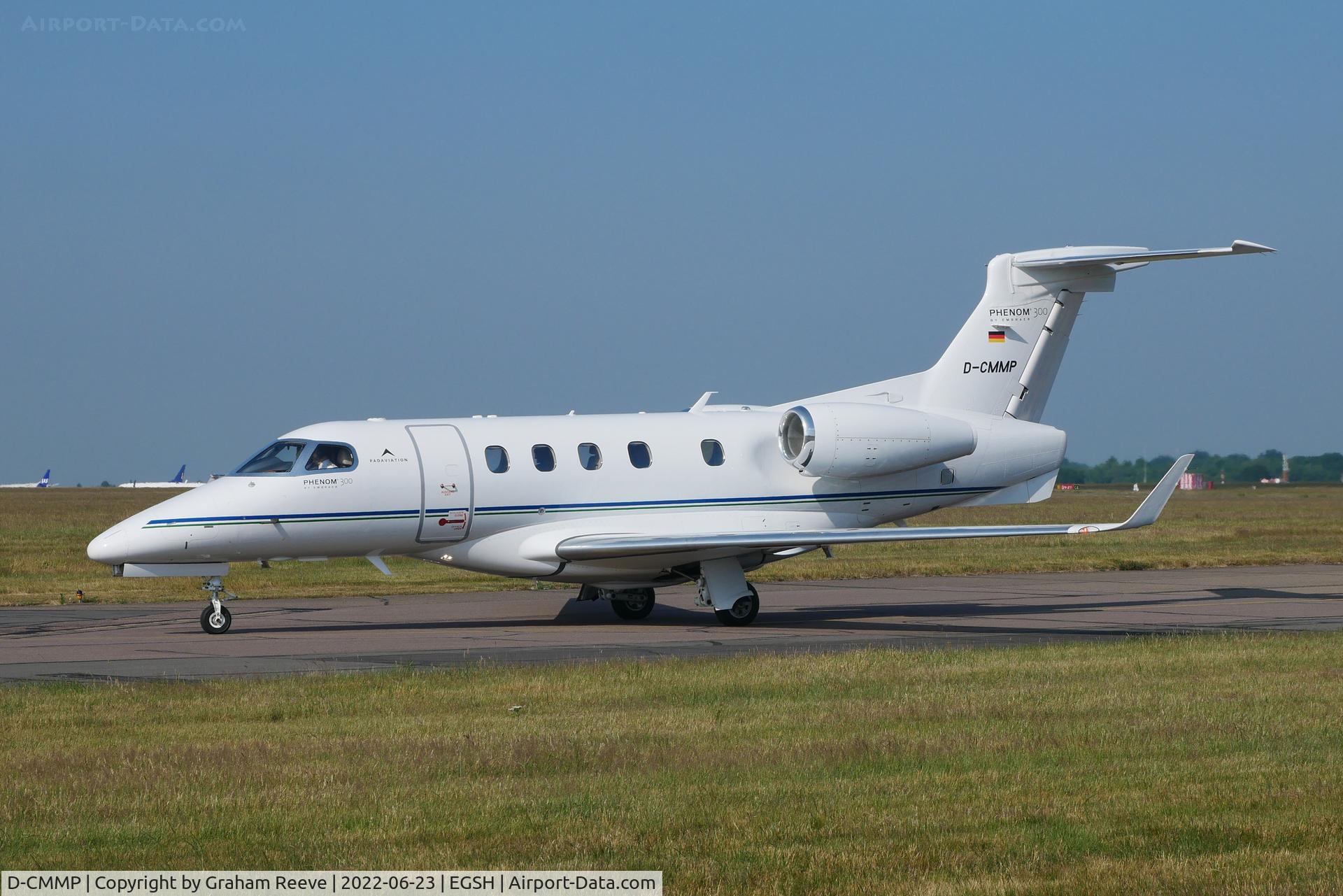 D-CMMP, 2016 Embraer EMB-505 Phenom 300 C/N 50500360, Just landed at Norwich.