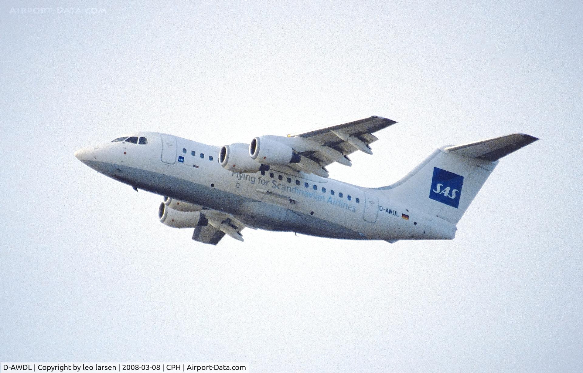 D-AWDL, 1983 British Aerospace BAe.146-100 C/N E1011, Copenhagen 8.3.2008 Flying for Scandinavian Airlines