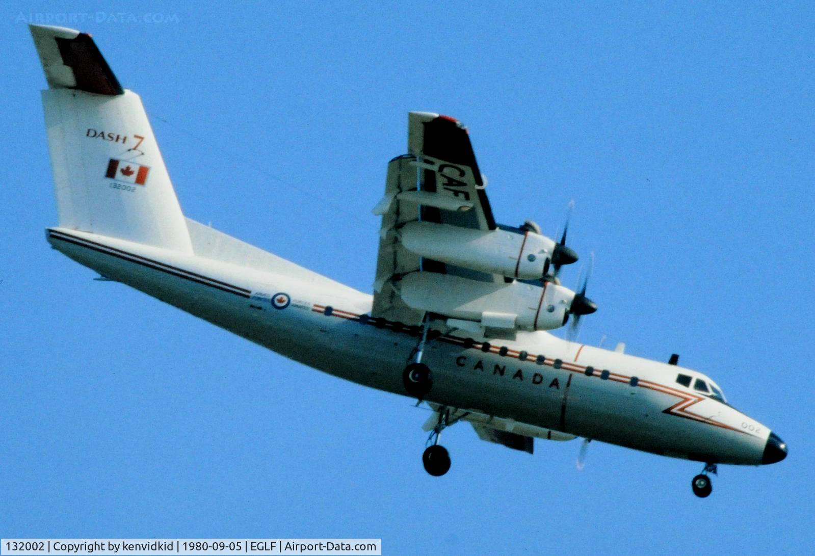 132002, 1979 De Havilland Canada DHC-7-103 Dash 7 C/N 12, At Farnborough International 1980.