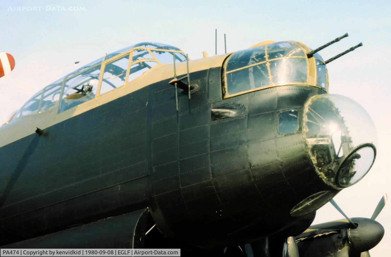 PA474, 1945 Avro 683 Lancaster B1 C/N VACH0052/D2973, At Farnborough International 1980.