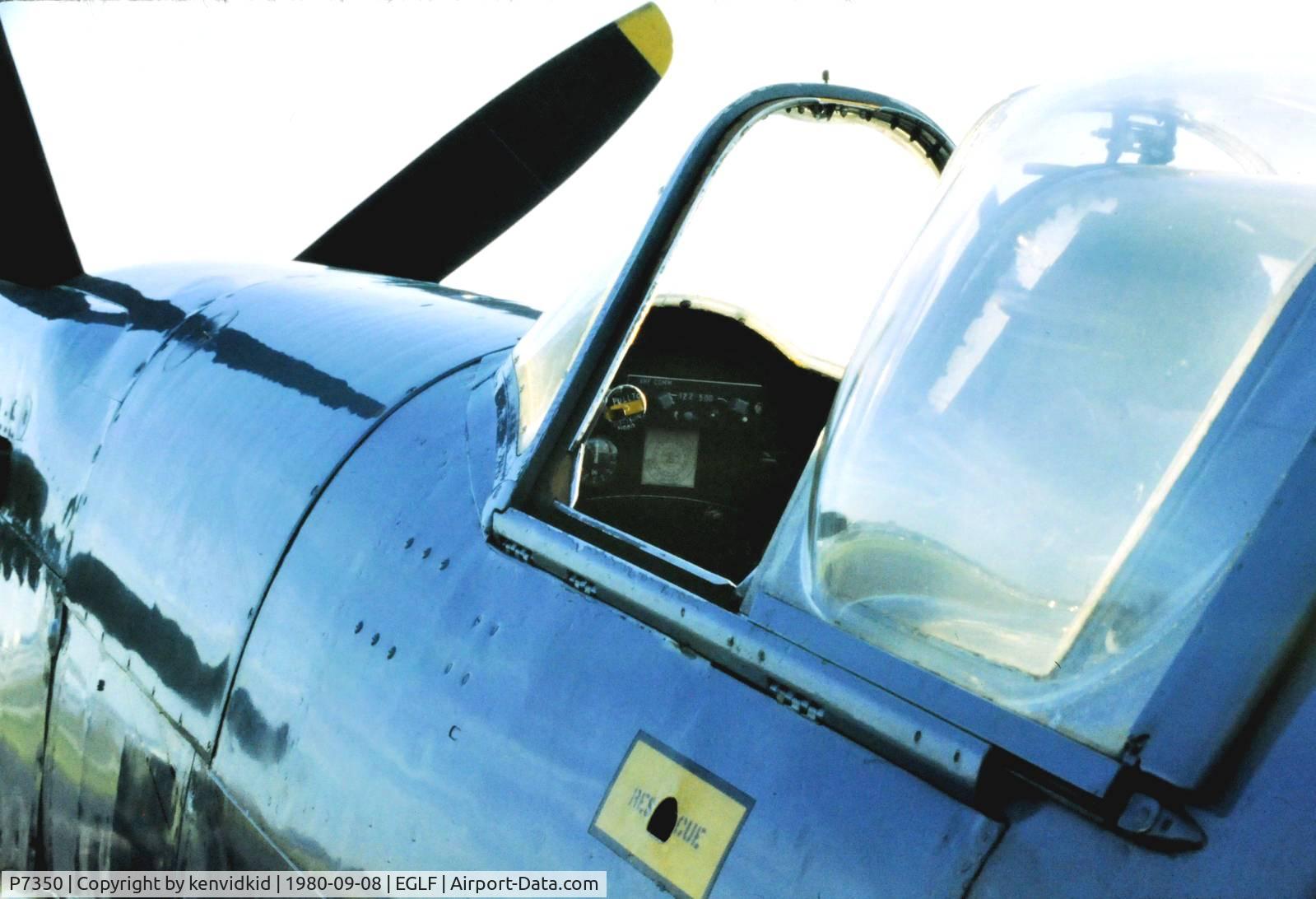 P7350, 1940 Supermarine 329 Spitfire IIa C/N CBAF.14, At Farnborough International 1980.