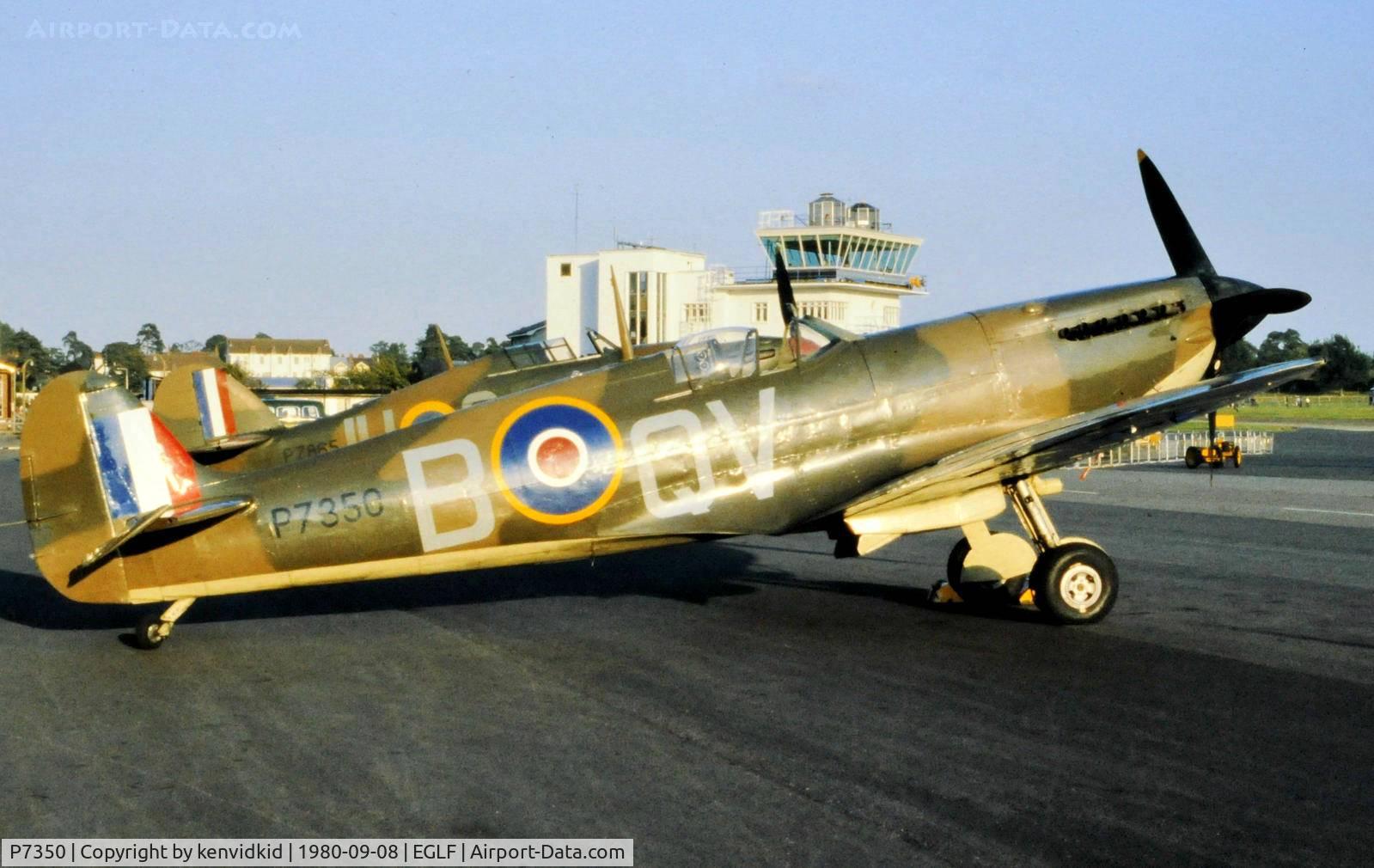 P7350, 1940 Supermarine 329 Spitfire IIa C/N CBAF.14, At Farnborough International 1980.