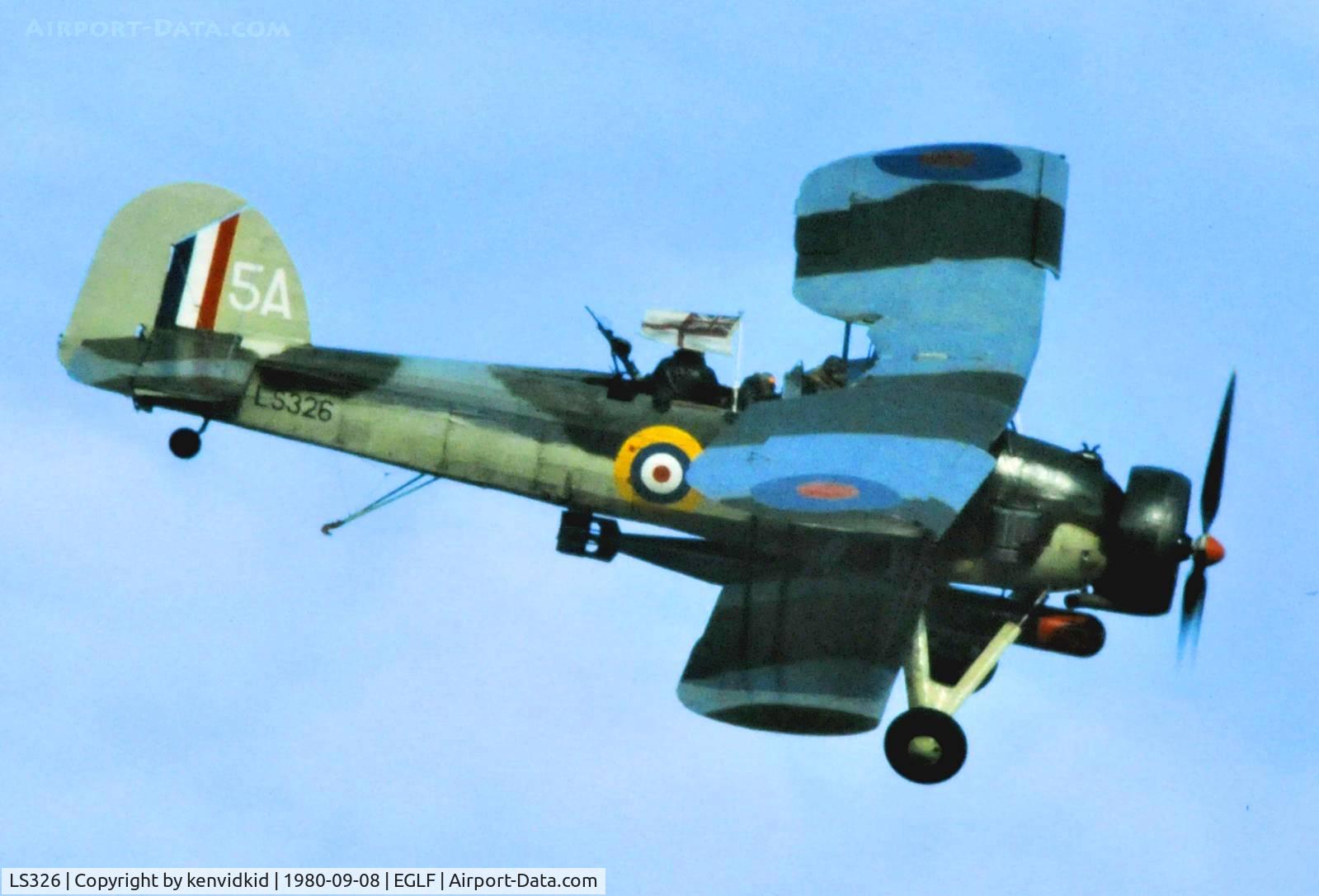 LS326, 1943 Fairey Swordfish Mk.II C/N Not found LS326, At Farnborough International 1980.