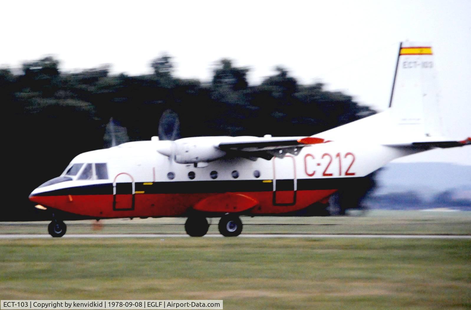 ECT-103, CASA C-212-200 Aviocar C/N 138, At Farnborough International 1978.