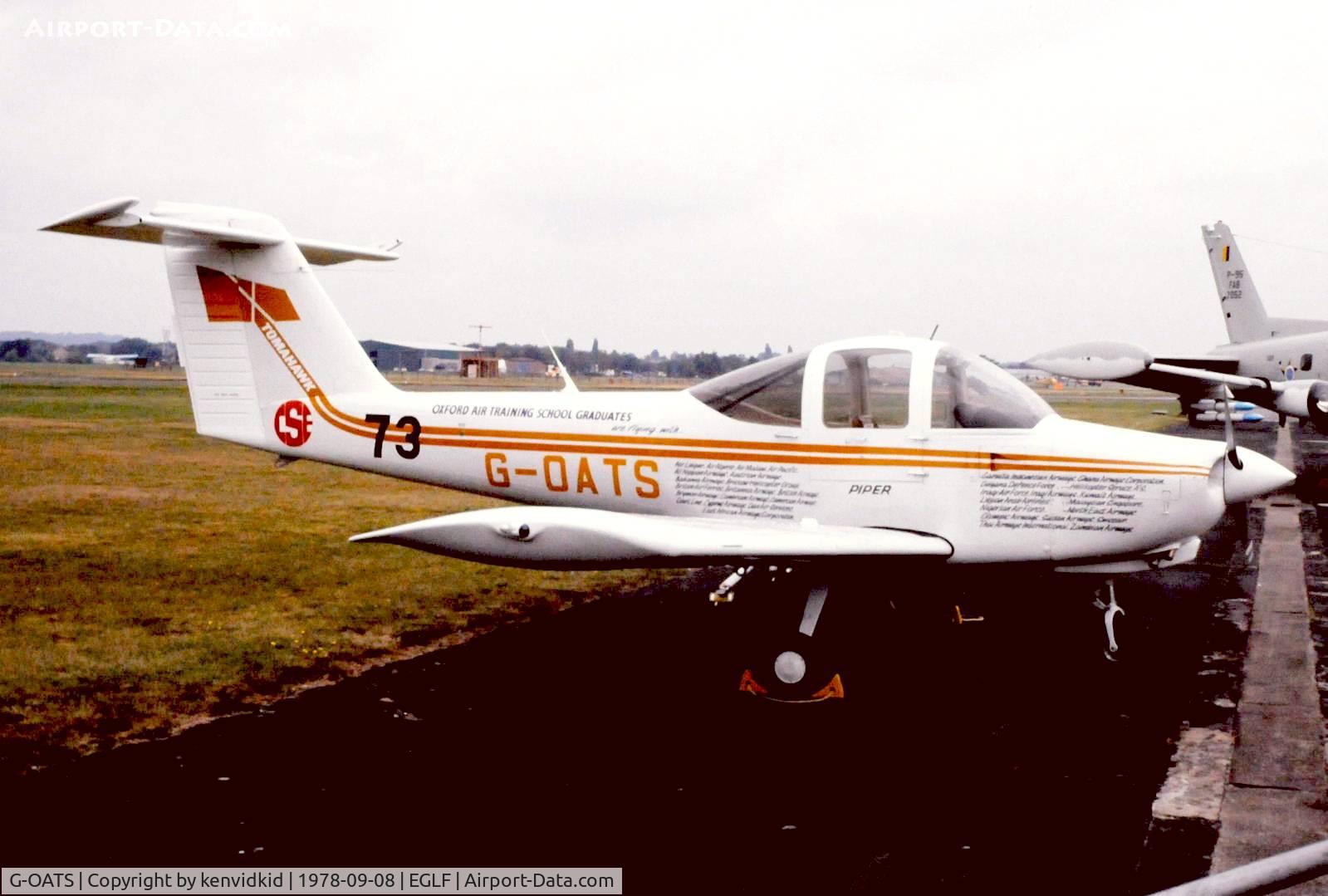 G-OATS, 1978 Piper PA-38-112 Tomahawk Tomahawk C/N 38-78A0007, At Farnborough International 1978.