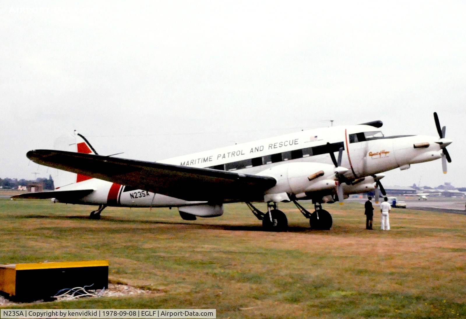 N23SA, 1942 Conroy (Douglas) Tri Turbo Three (DC-3A-S1C3G) C/N 4903, At Farnborough International 1978.