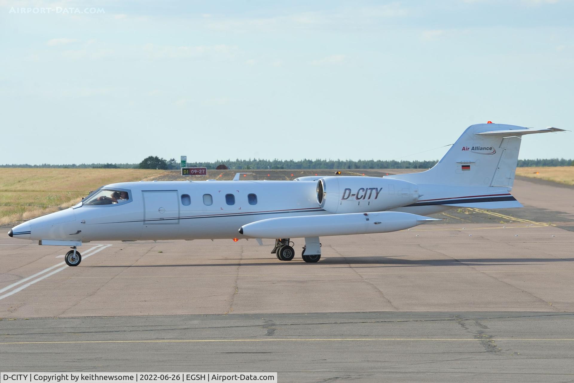 D-CITY, 1978 Gates Learjet 35A C/N 35A-177, Arriving at Norwich from Tenerife South.