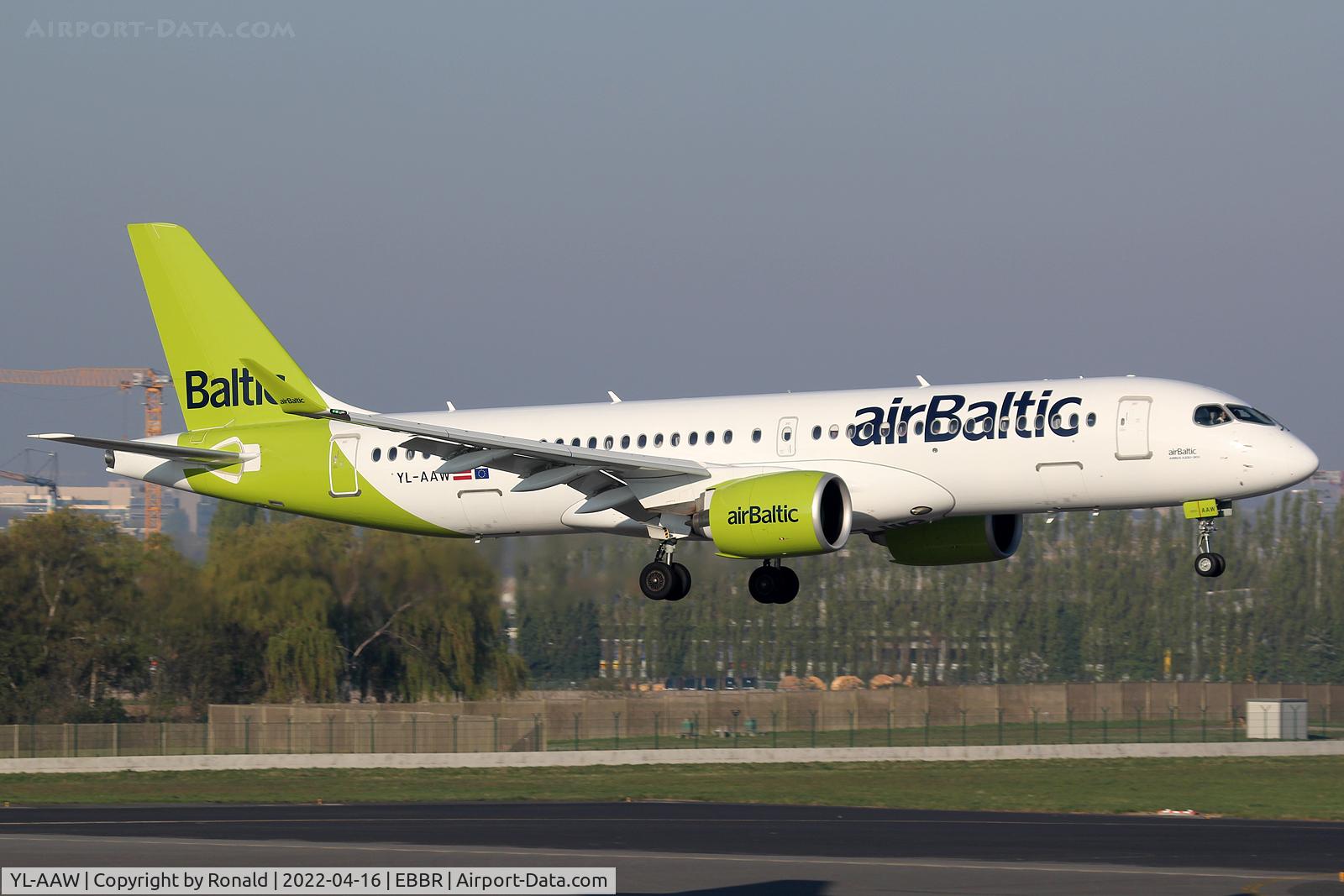 YL-AAW, 2020 Airbus A220-300 C/N 55086, at bru