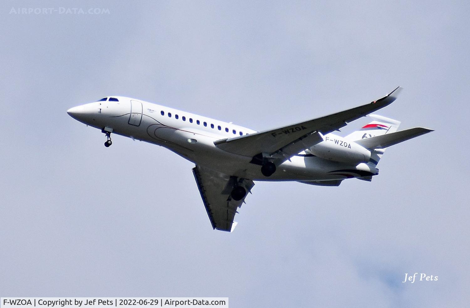 F-WZOA, 2022 Dassault Falcon 6X C/N 004, Falcon 6X F-WZOA approaching Antwerp Airport.