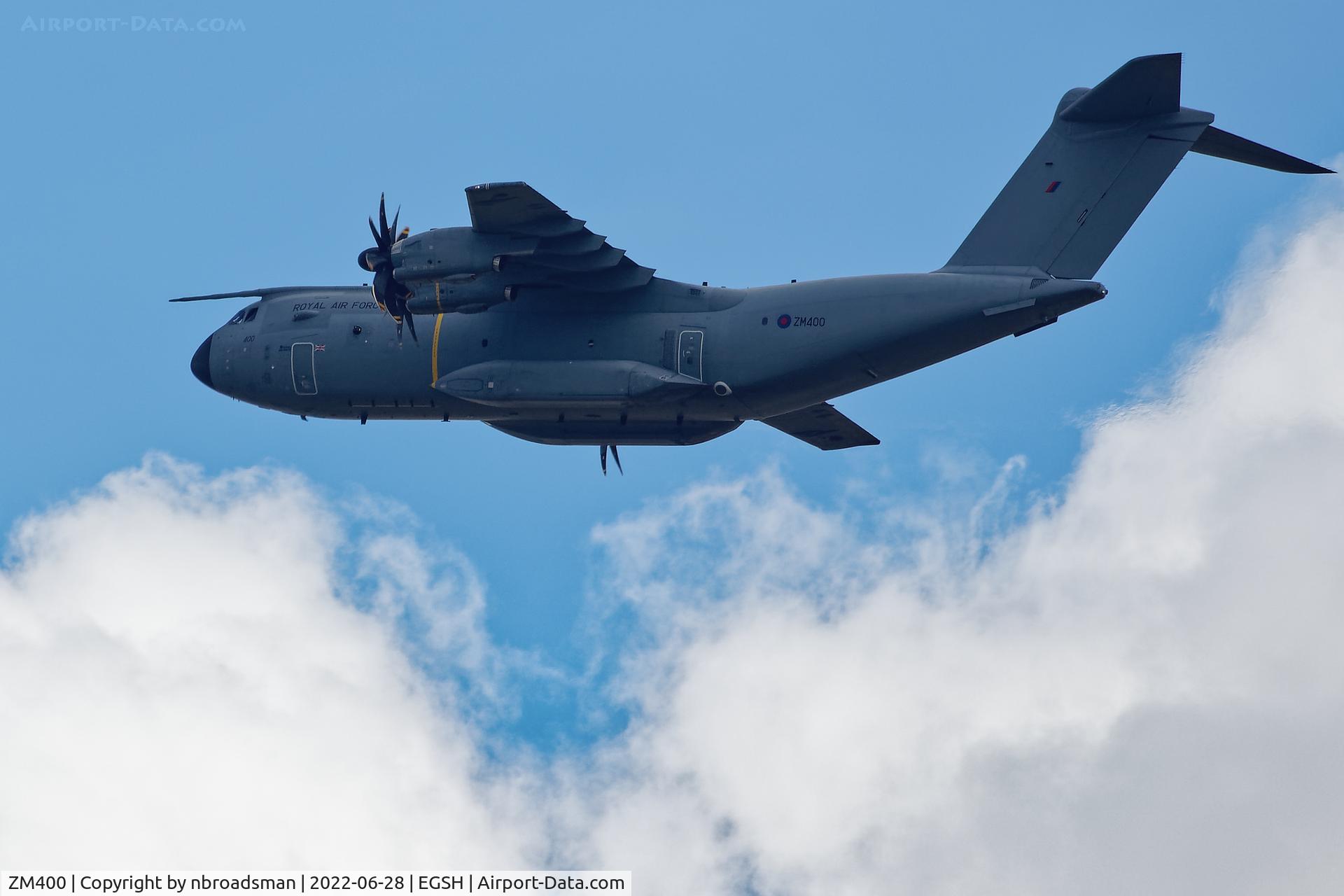 ZM400, 2014 Airbus A400M Atlas C.1 C/N 015, ZM400 seen at a distance of approx. one mile at 2,000ft over North Norfolk following a low pass at Norwich Airport