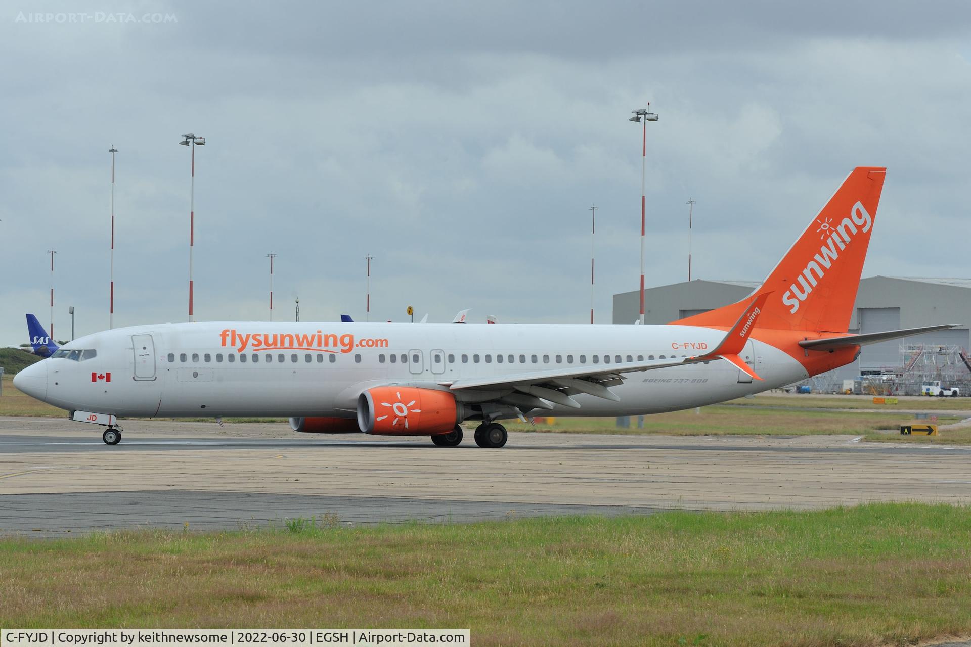 C-FYJD, 2015 Boeing 737-8Q8 C/N 41807, Leaving Norwich for Pafos.