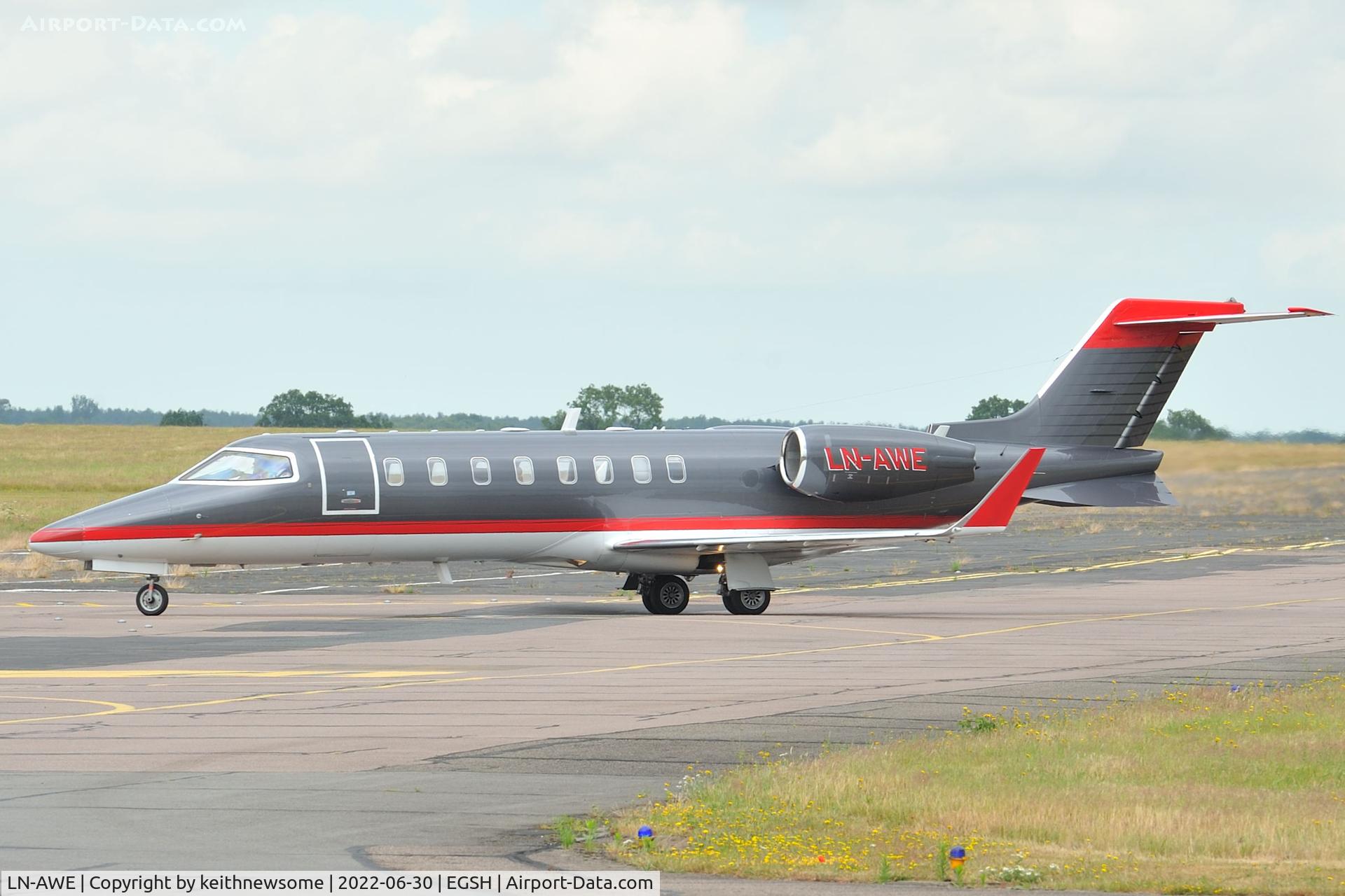LN-AWE, 2001 Learjet 45 C/N 45-005, Arriving at Norwich from Norway.