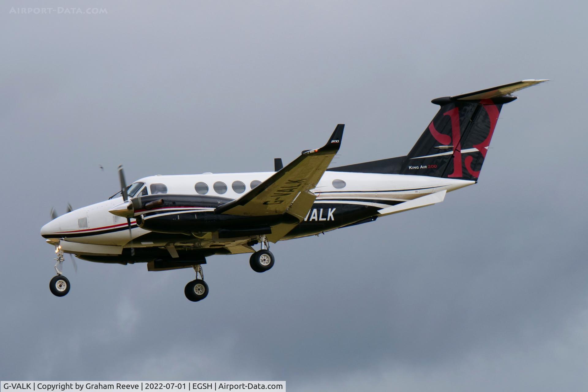 G-VALK, 1980 Beech 200 Super King Air C/N BB-684, Landing at Norwich.