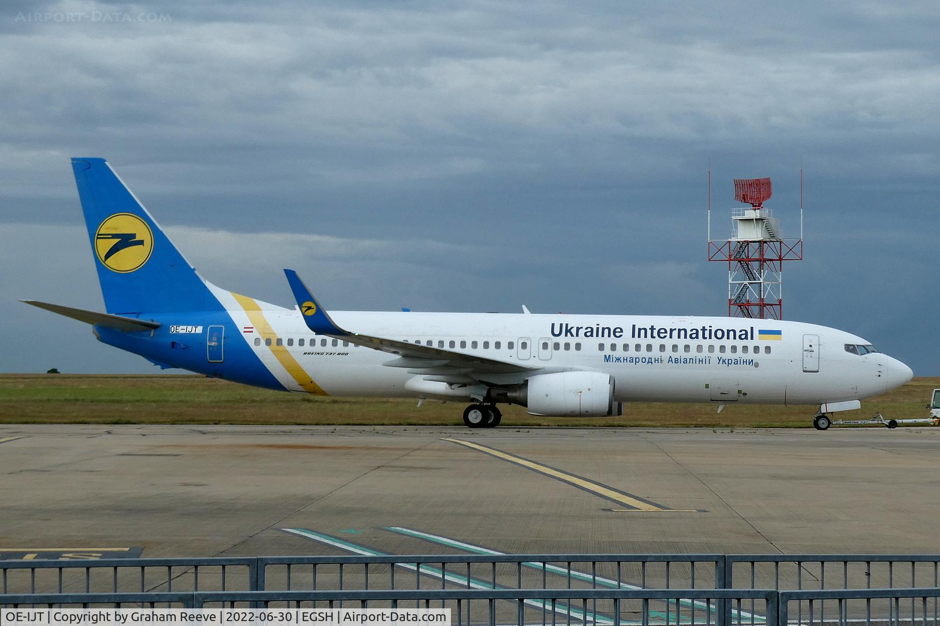 OE-IJT, 2009 Boeing 737-8AS C/N 37534, Under tow at Norwich.