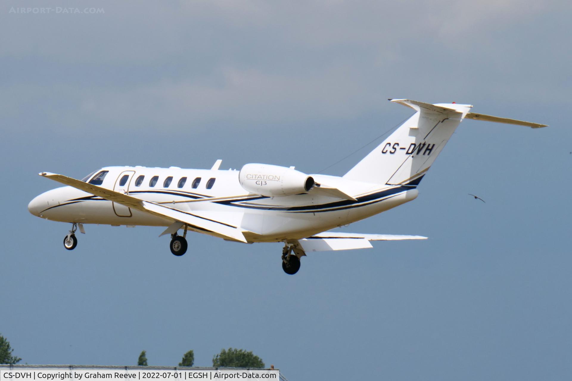 CS-DVH, 2006 Cessna 525B CitationJet CJ3 C/N 525B-0101, Landing at Norwich.