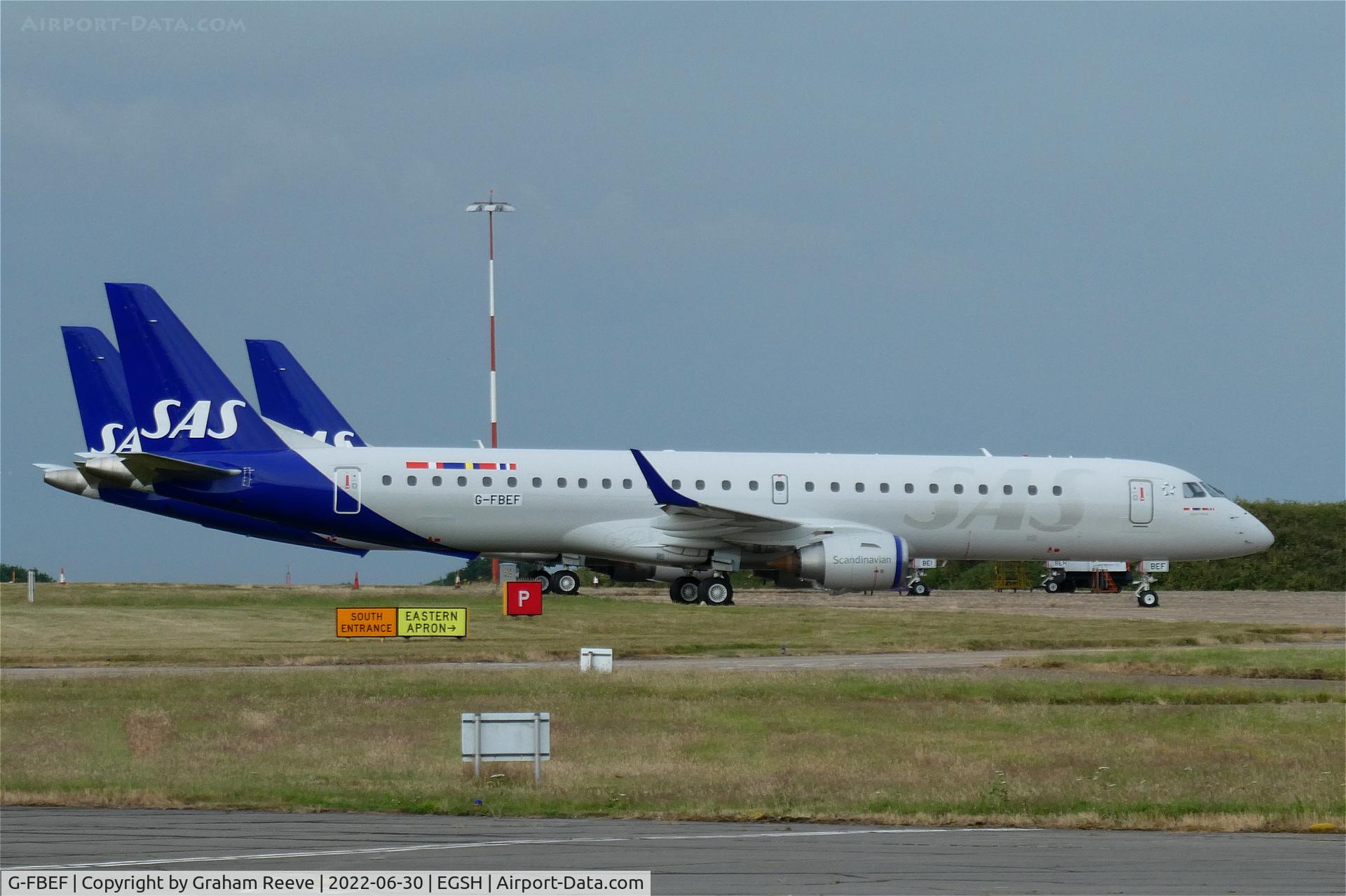 G-FBEF, 2007 Embraer 195LR (ERJ-190-200LR) C/N 19000104, Parked at Norwich.