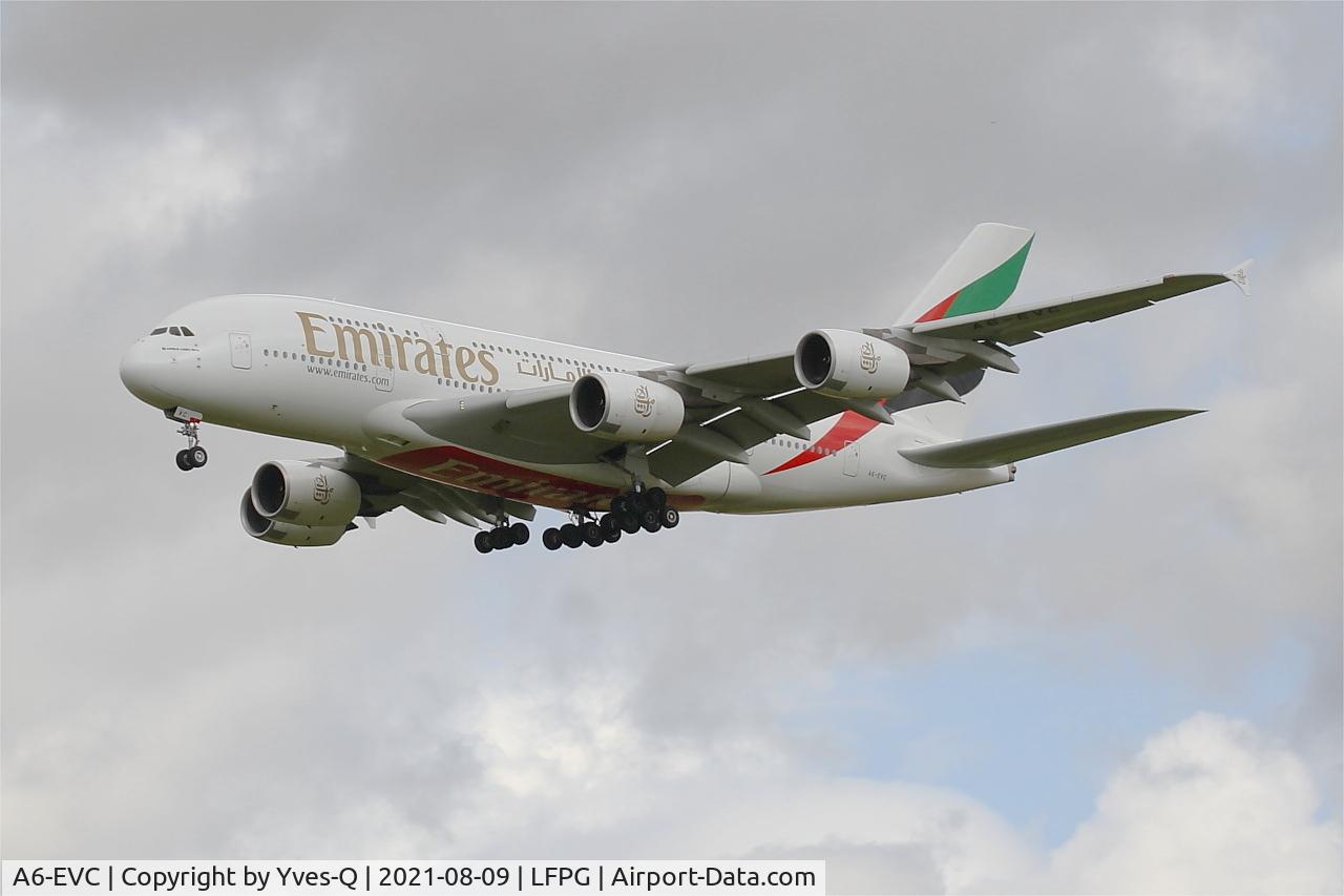 A6-EVC, 2018 Airbus A380-842 C/N 248, Airbus A380-842, On final rwy26L, Roissy Charles De Gaulle airport (LFPG-CDG)
