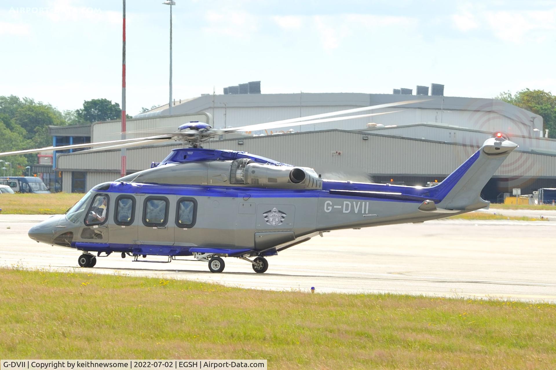 G-DVII, 2021 AgustaWestland AW-139 C/N 31957, Leaving Norwich following fuel stop.