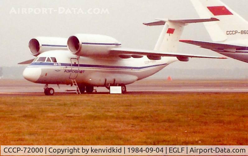 CCCP-72000, 1979 Antonov An-72 C/N 005, At the 1984 Farnborough International Air Show.
