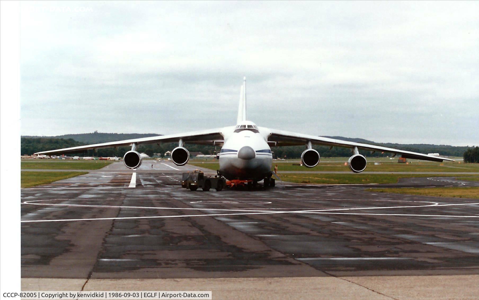 CCCP-82005, 1985 Antonov An-124-100 Ruslan C/N 9773054516003/0107, At the 1986 Farnborough International Air Show.