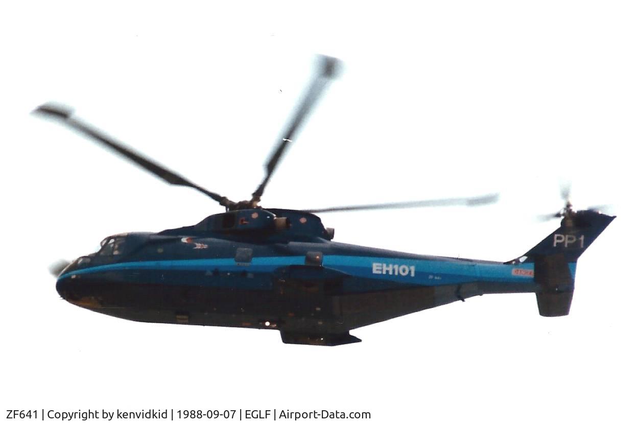 ZF641, 1987 AgustaWestland EH-101 C/N 50001/PP1, At the 1988 Farnborough International Air Show.